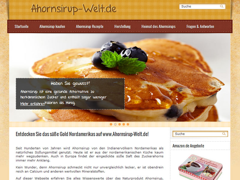 Wordpress Referenz: Ahornsirup-Welt
