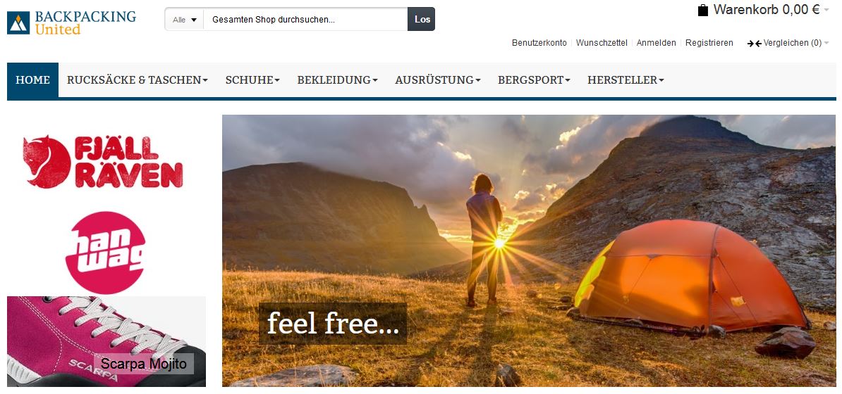 Magento Referenz: Backpacking United