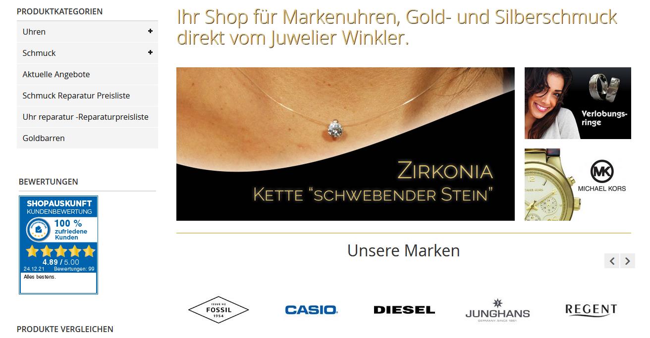 Magento Referenz: Juwelier Winkler